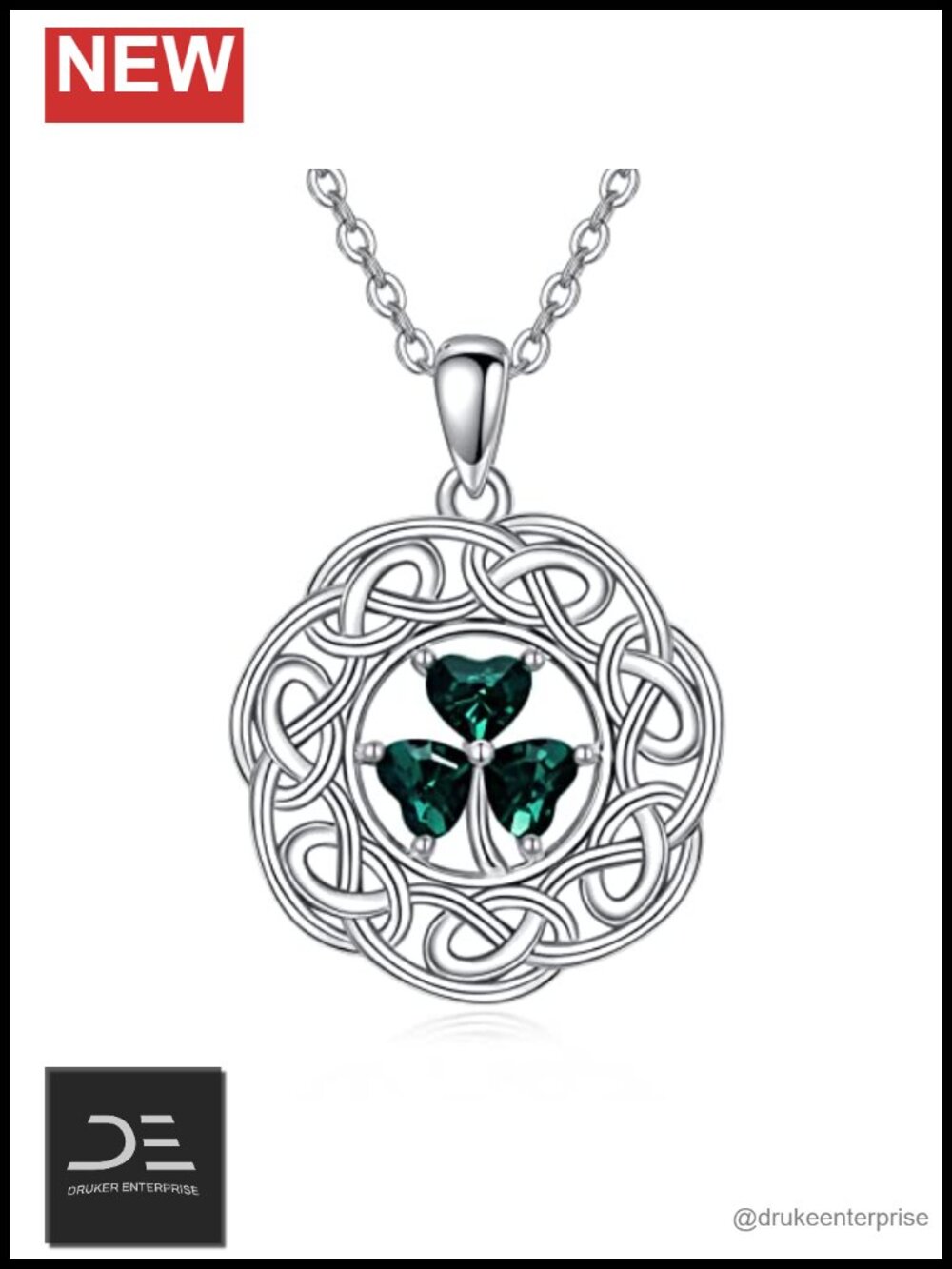 925 Sterling Silver Clover Necklace Pendant Jewelry Irish Celtic Shamrock Gift